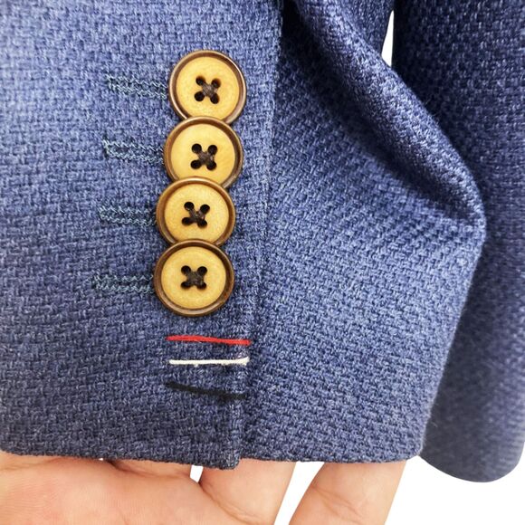 Tommy Hilfiger Tailored Fitted Textured Blue Blazer w/ Elbow Patches 48 / US M - Picture 9 of 13